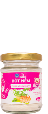Bột nêm vị Tôm sú và Đậu Hà Lan cho bé ăn dặm hũ 60g