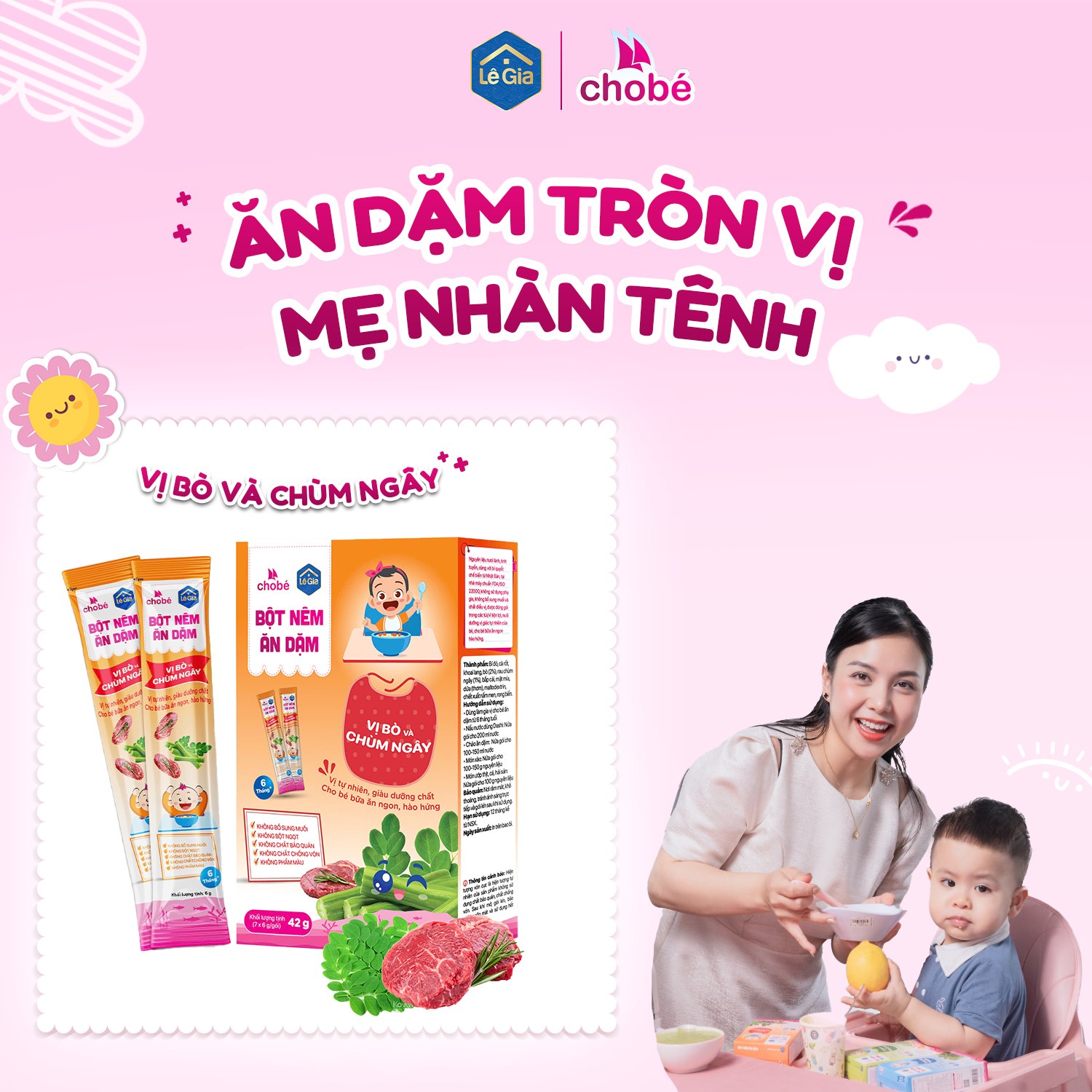 Bé không chịu ăn dặm, ba mẹ có thể sử dụng bột nêm ăn dặm Lê Gia với 5 vị đa dạng